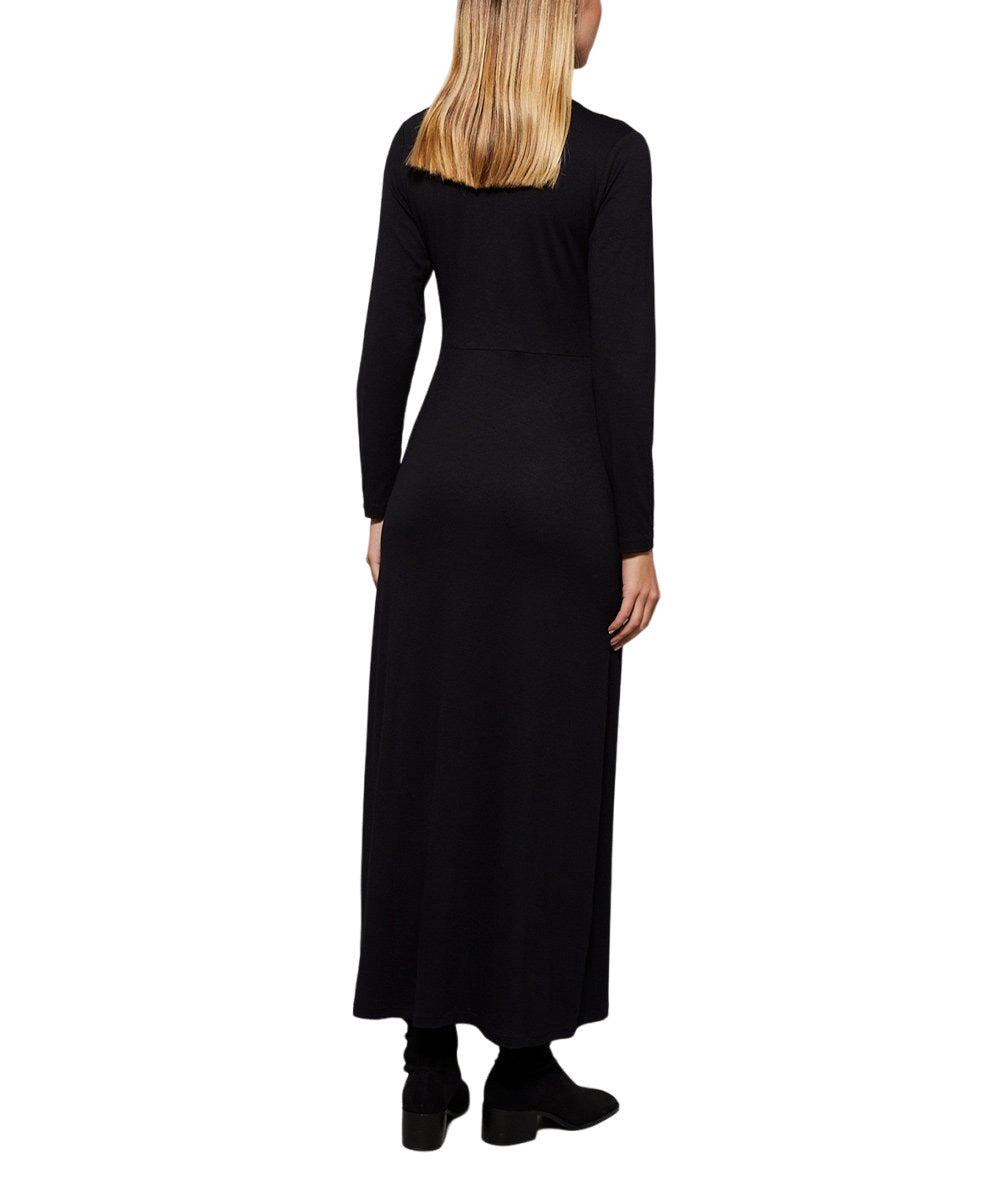 Milan Kiss Black Long-Sleeve Mock Neck Maxi Dress - Women Size L