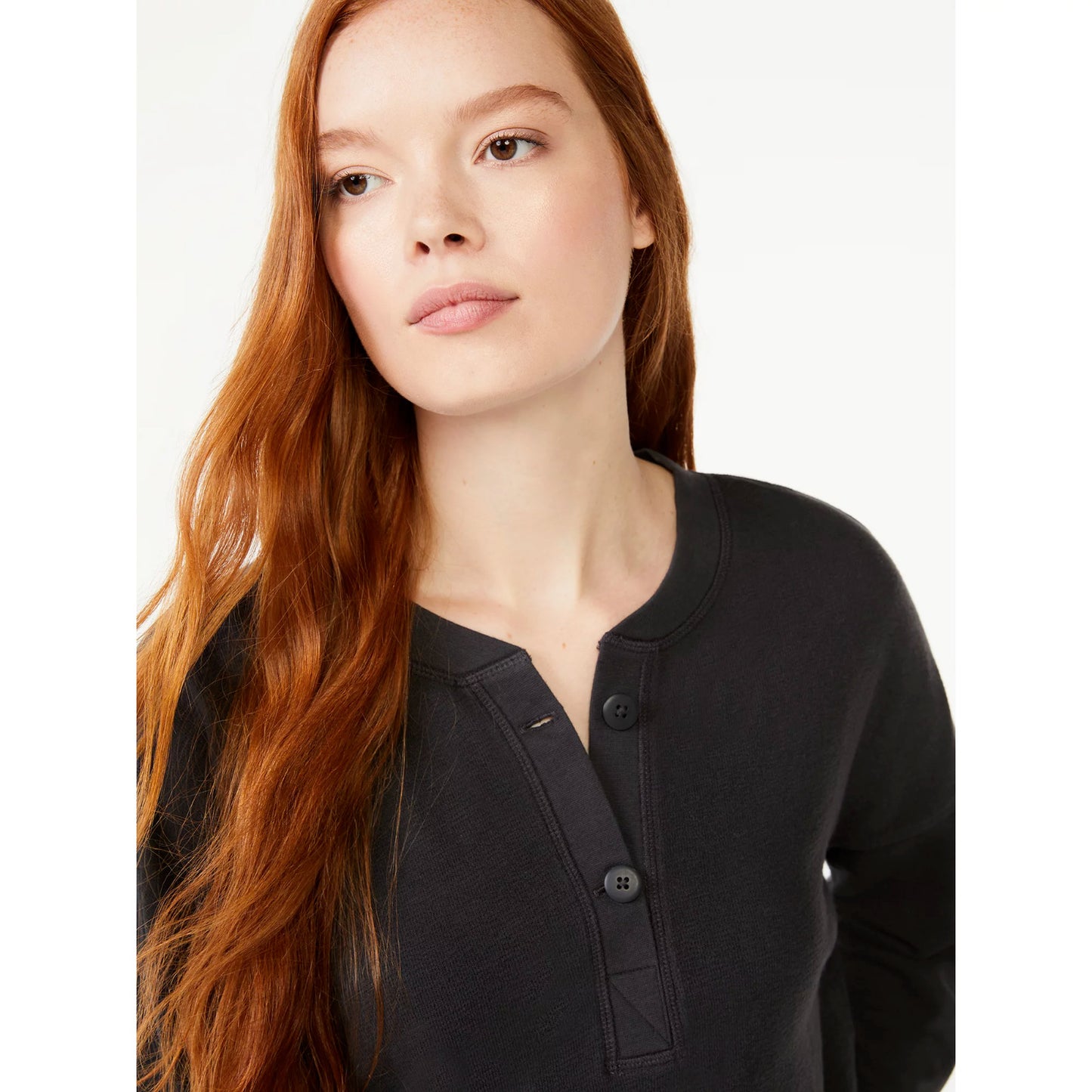 Free Assembly Women's Henley Top with Long Sleeves, Clothing Size:S