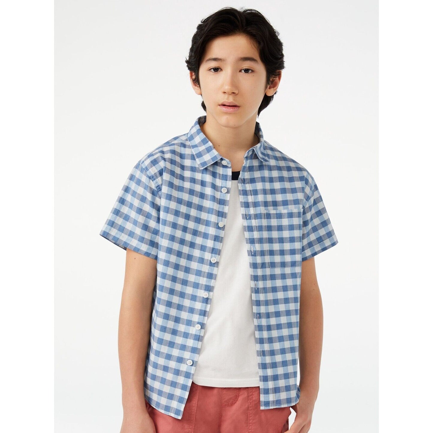 Free Assembly Boys Madras Button Down Shirt S