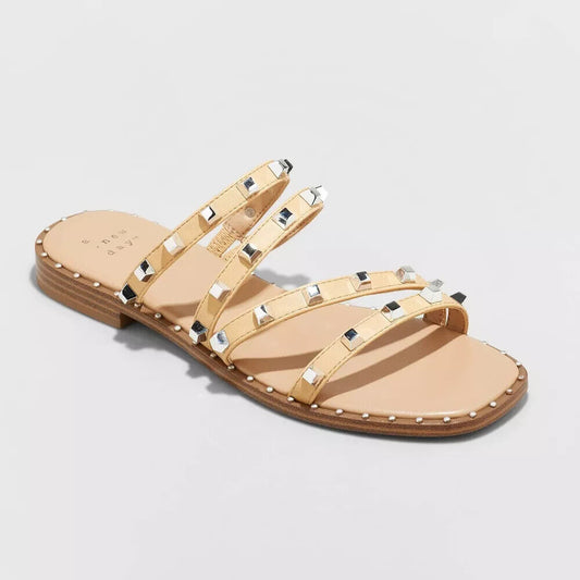 Women's Hollis Embellished Slide Sandals - A New Day Tan 6.5