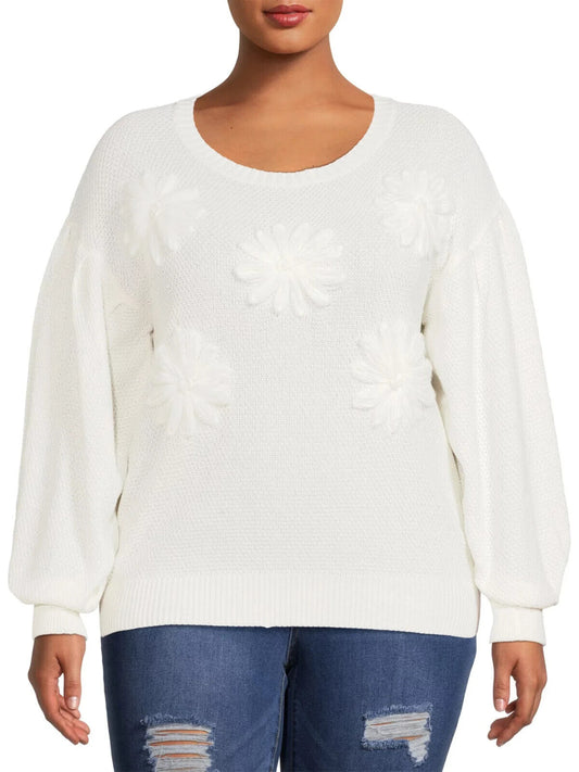 Attitude Unknown Plus Size Floral Pullover Sweater Size 3XL