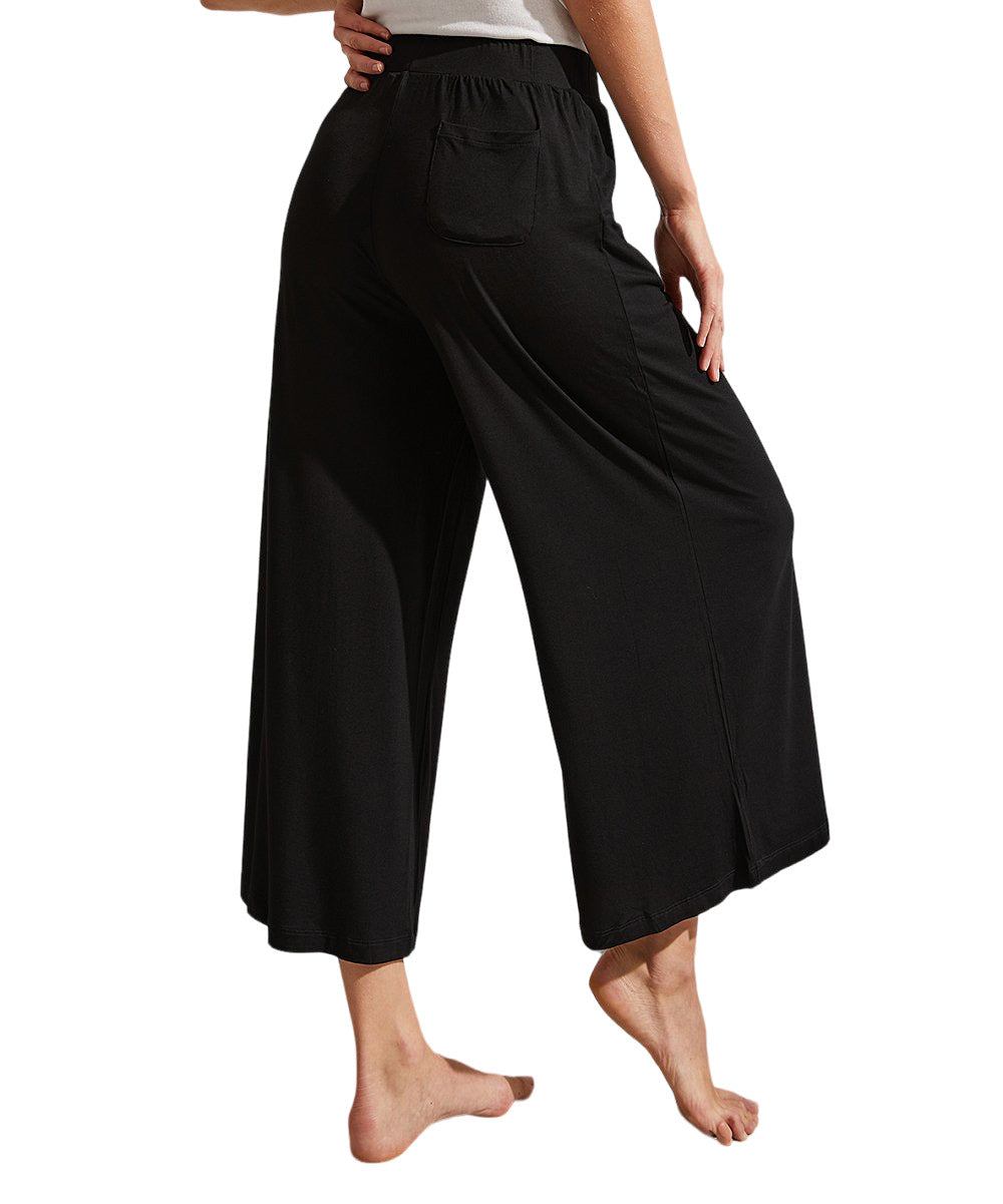 Simple by Suzanne Betro Black Ankle-Length Palazzo Pants - Women Size M