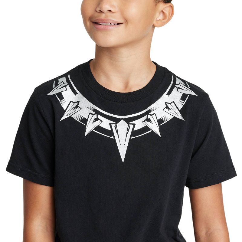 Boys Marvel Black Panther Costume Short Sleeve Graphic T Shirt Black Size XS