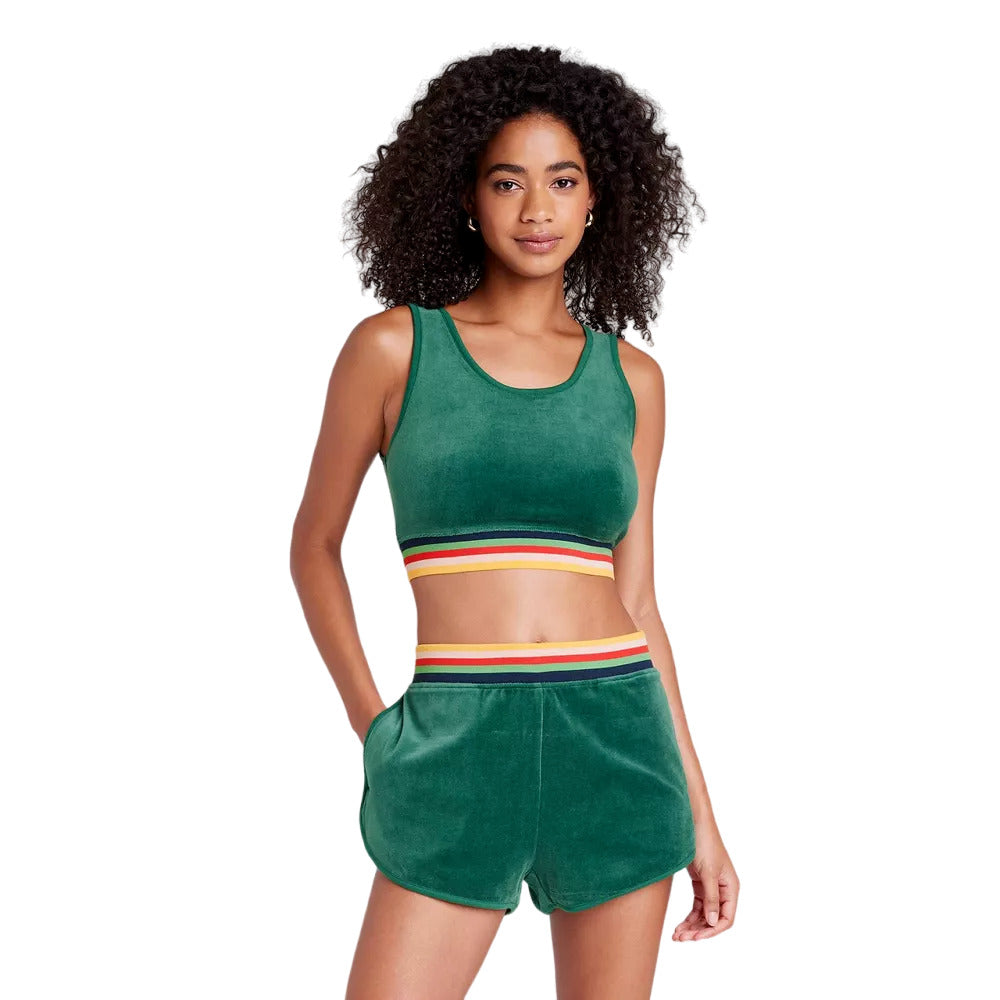 Women's Velour Cropped Tank Top  Wild Fable Green XS