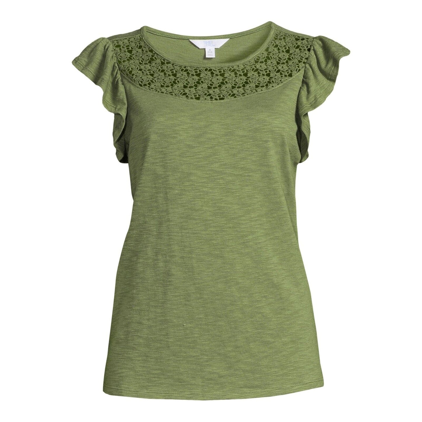 Time and Tru Women's Crochet Top with Flutter Sleeves M