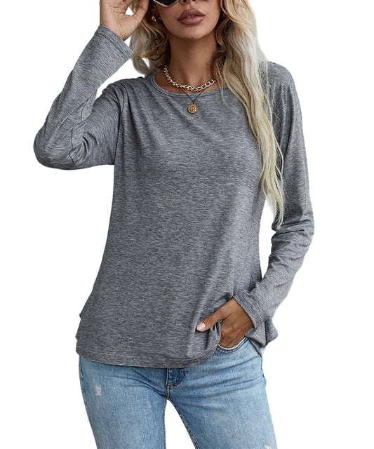Lapentry Gray Lace-Back Ruffle Accent Long-Sleeve Top Women size XL