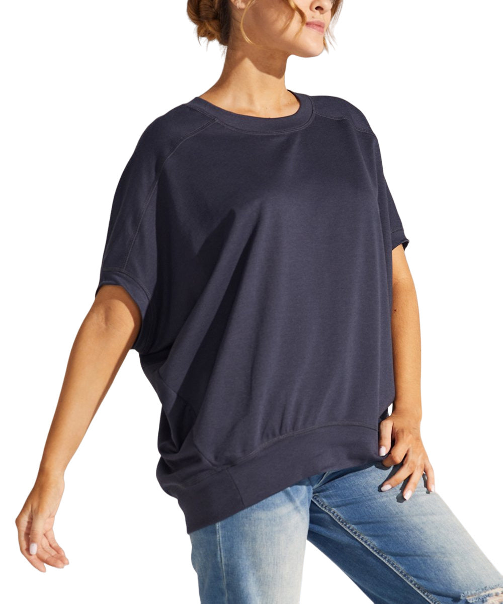 Simple by Suzanne Betro Navy Crewneck Dolman Sweatshirt Size M