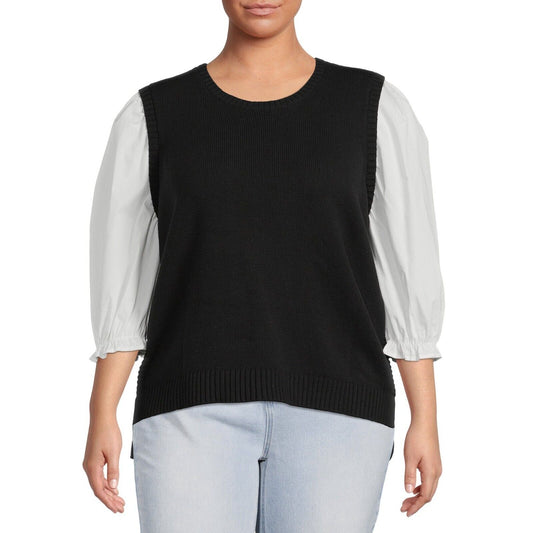 Terra & Sky Womens Plus Size Layered Look Sweater 0X