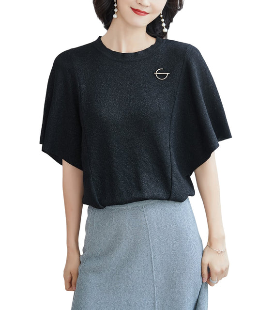Zakki Black Knit Cape Sleeve Top Size S