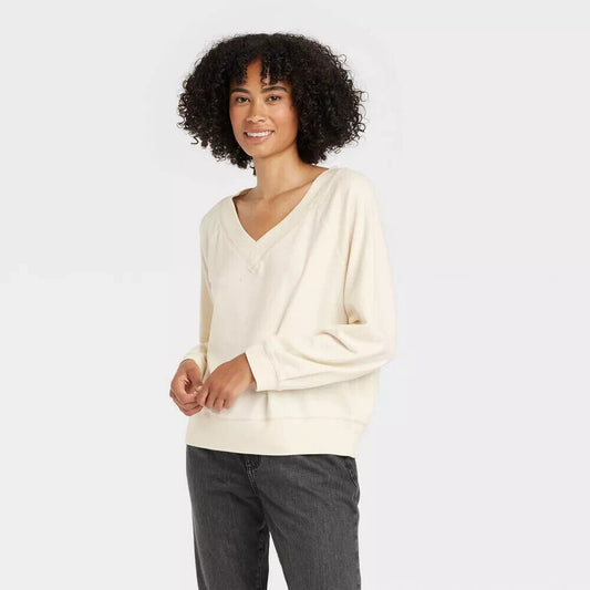 Women's French Terry Sweatshirt - Universal Thread Cream M, Ivory