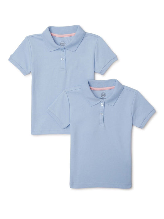 Wonder Nation Toddler Girl School Uniform Short Sleeve Interlock Polo Shirt 2-4T