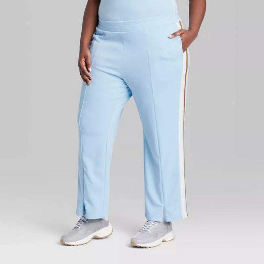 Women s Plus Size High-Rise Track Pants - Wild Fable Blue 4X