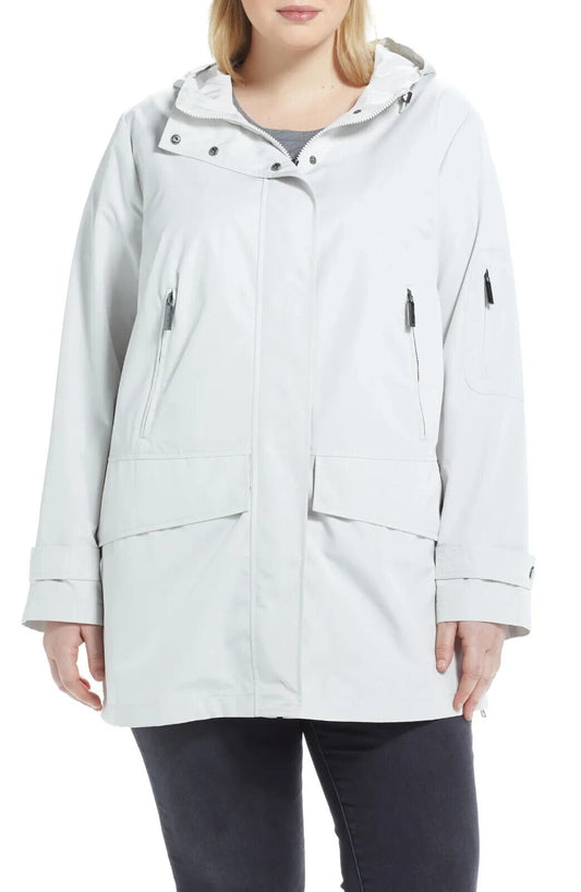 Ellen Tracy Water Repellent Hooded Parka in Stone at Nordstrom Size 1X