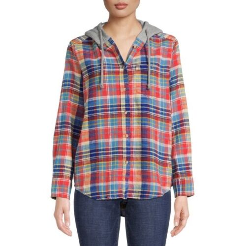 Time And Tru Women's Hooded Flannel, Size M 8-10, Free Shipping!