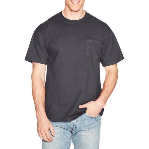 Hanes Mens Beefy T Shirt Sleeve Tee with Pocket Clothing Size L