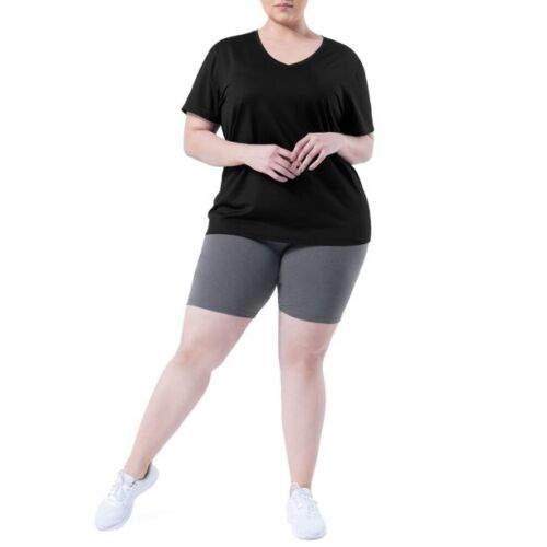 Athletic Works Women's Plus Core Active V-Neck Short Sleeve T-Shirt, 2 Pack