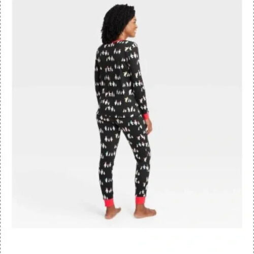 Women's Holiday Penguins Print Matching Family Pajama Set - Wondershop Black S